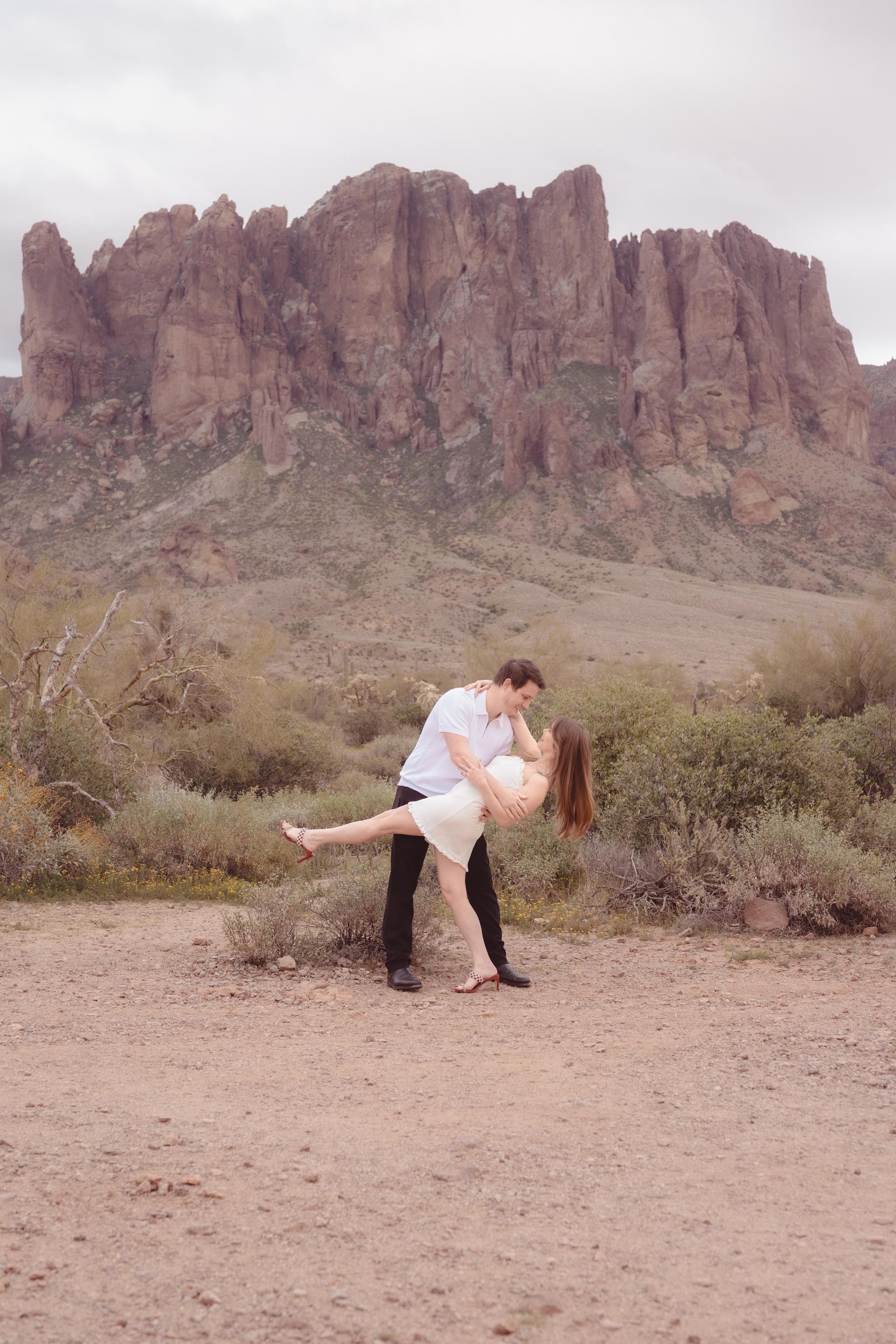 Arizona Desert Engagement Photos at Lost Dutchman State Park | Rená & Matthew