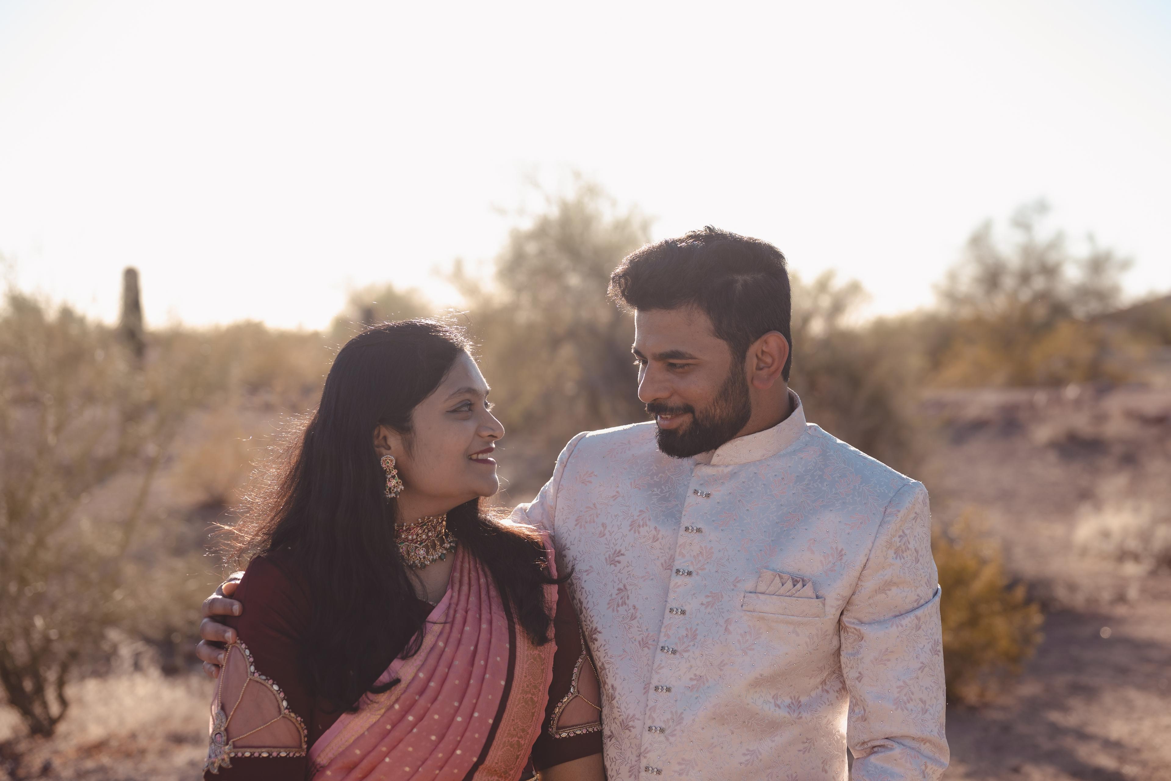 Neeharika & Sai's Golden Hour Engagement at Papago Park
